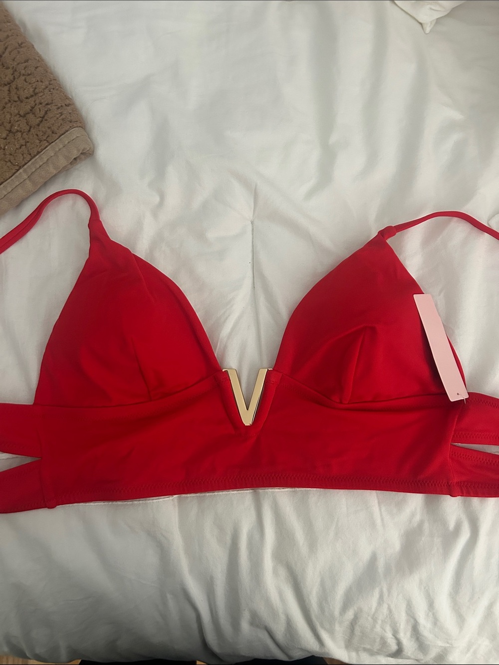 Red V-Front Bikini Top